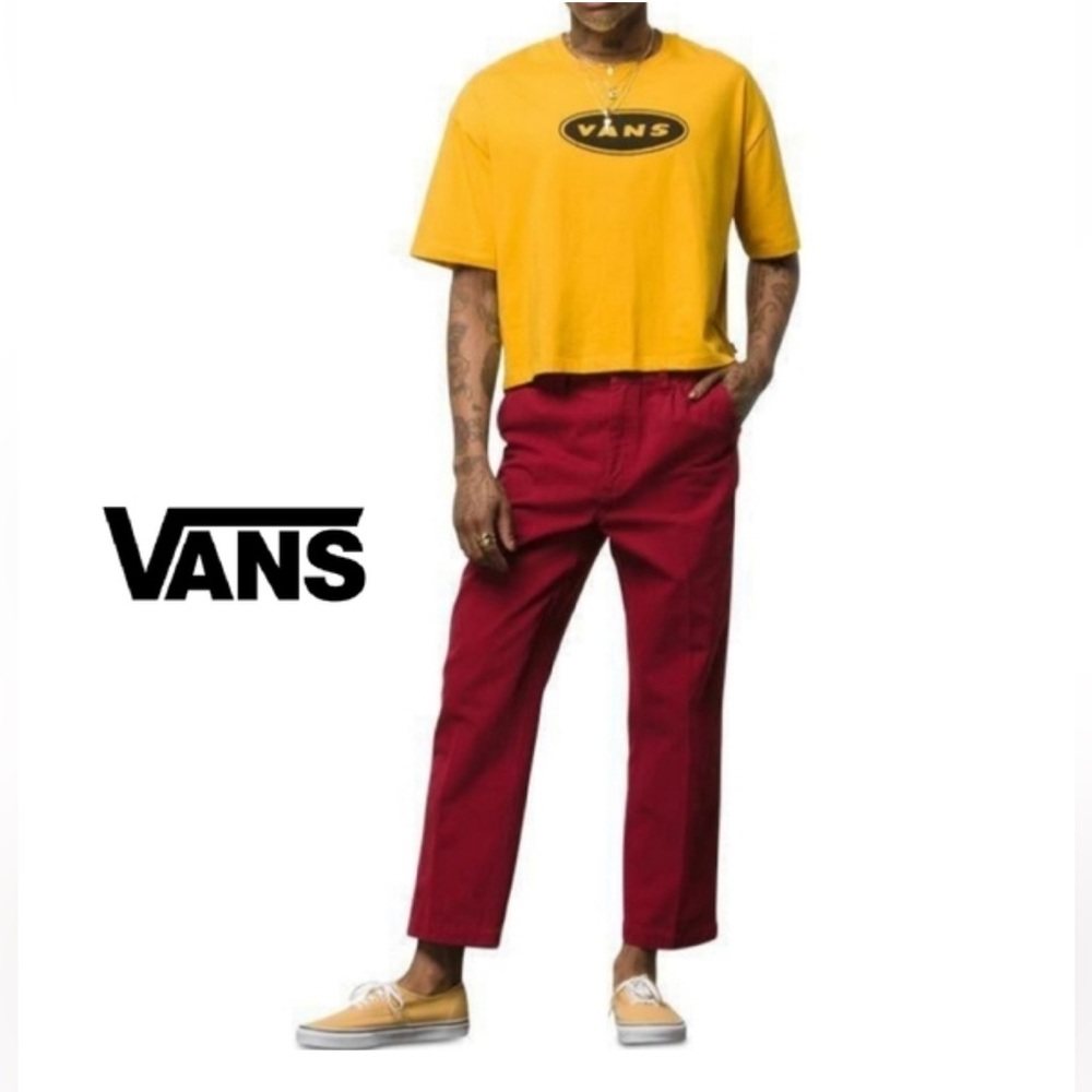 NWT VANS Curren X Knost Authentic Chino Loose Fit Pants, Rhubarb, Unisex Size 28